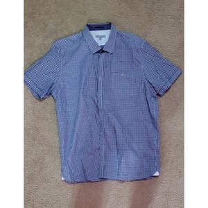 Ted Baker navy checker short sleeve button up